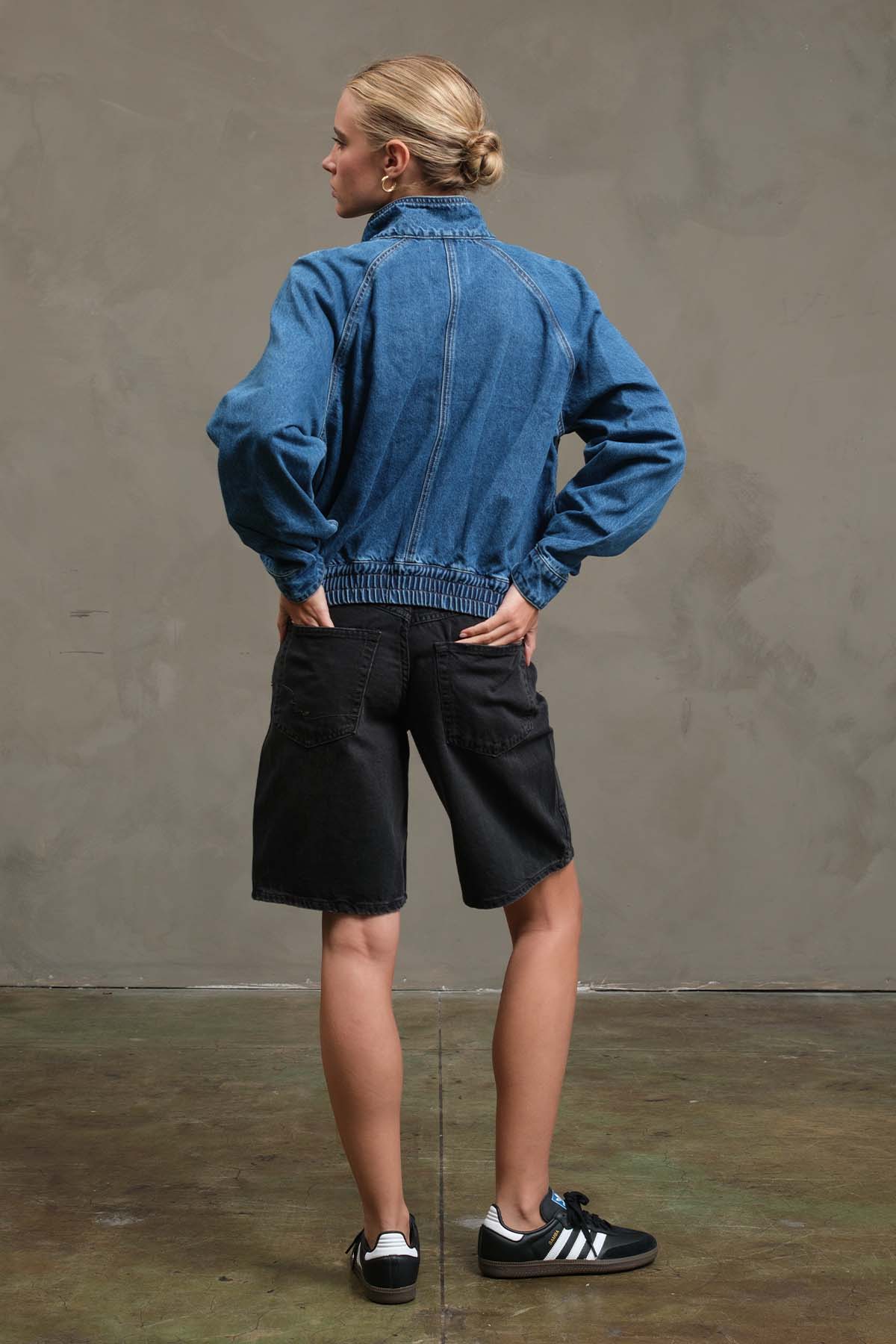 RAISONNEL - Washed Denim Bomber Jacket