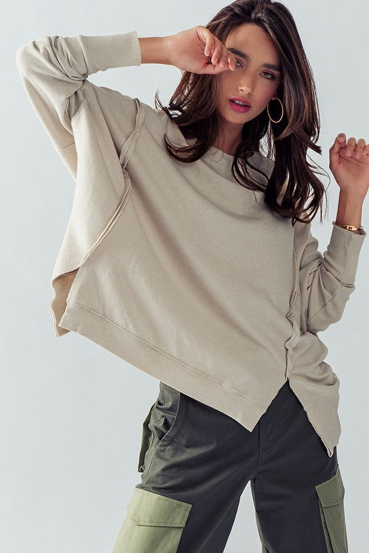 Alyssa Dolman Sleeve Oversized Sweatshirt Pumice