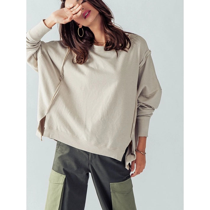 Alyssa Dolman Sleeve Oversized Sweatshirt Pumice