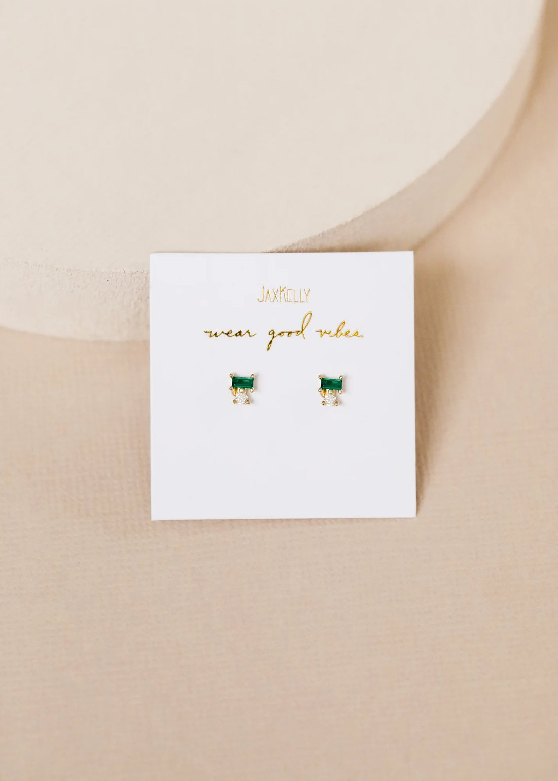JaxKelly - Emerald Double Stud Stack Earrings