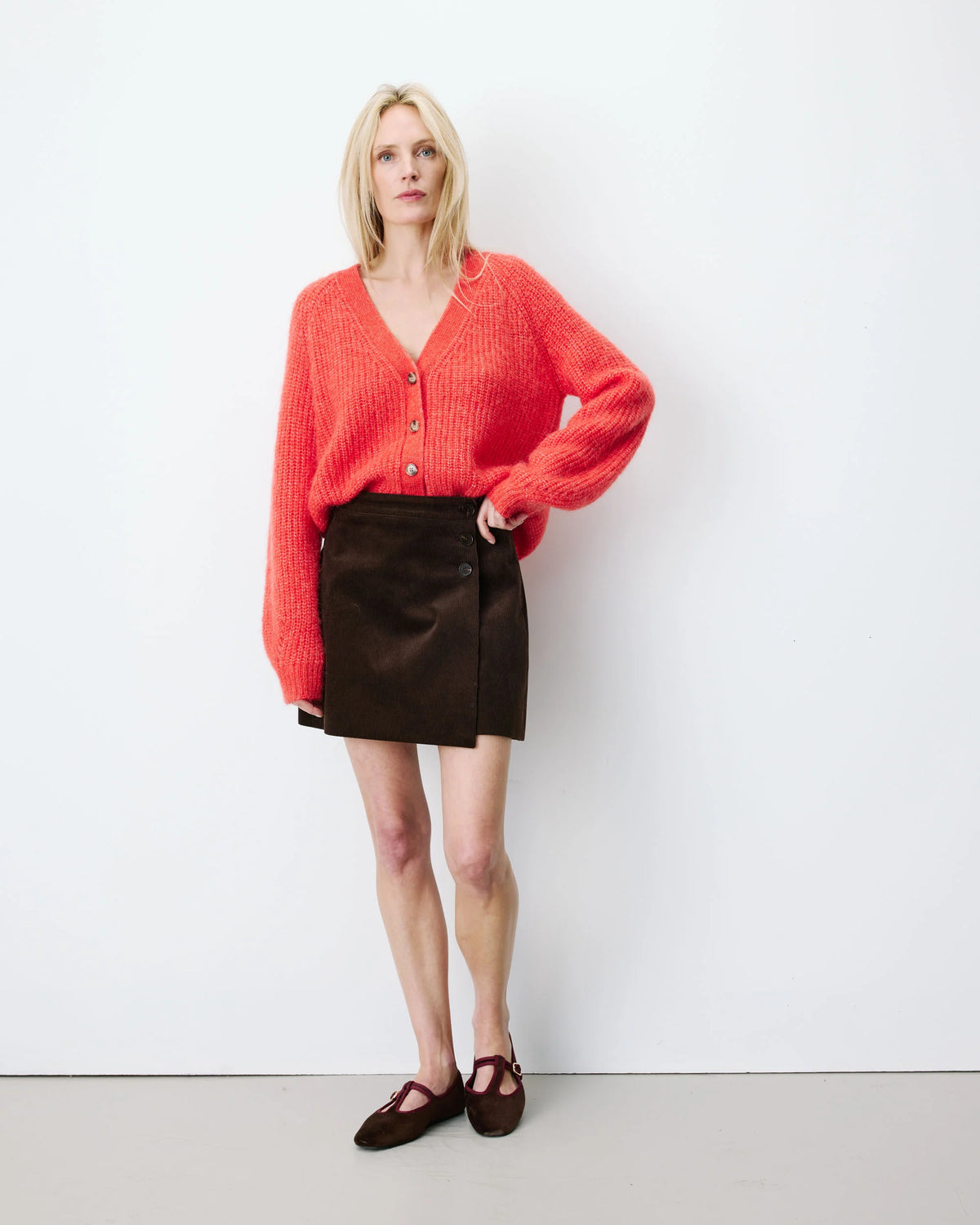 Grace & Mila Corduroy Wrap Mini Skirt
