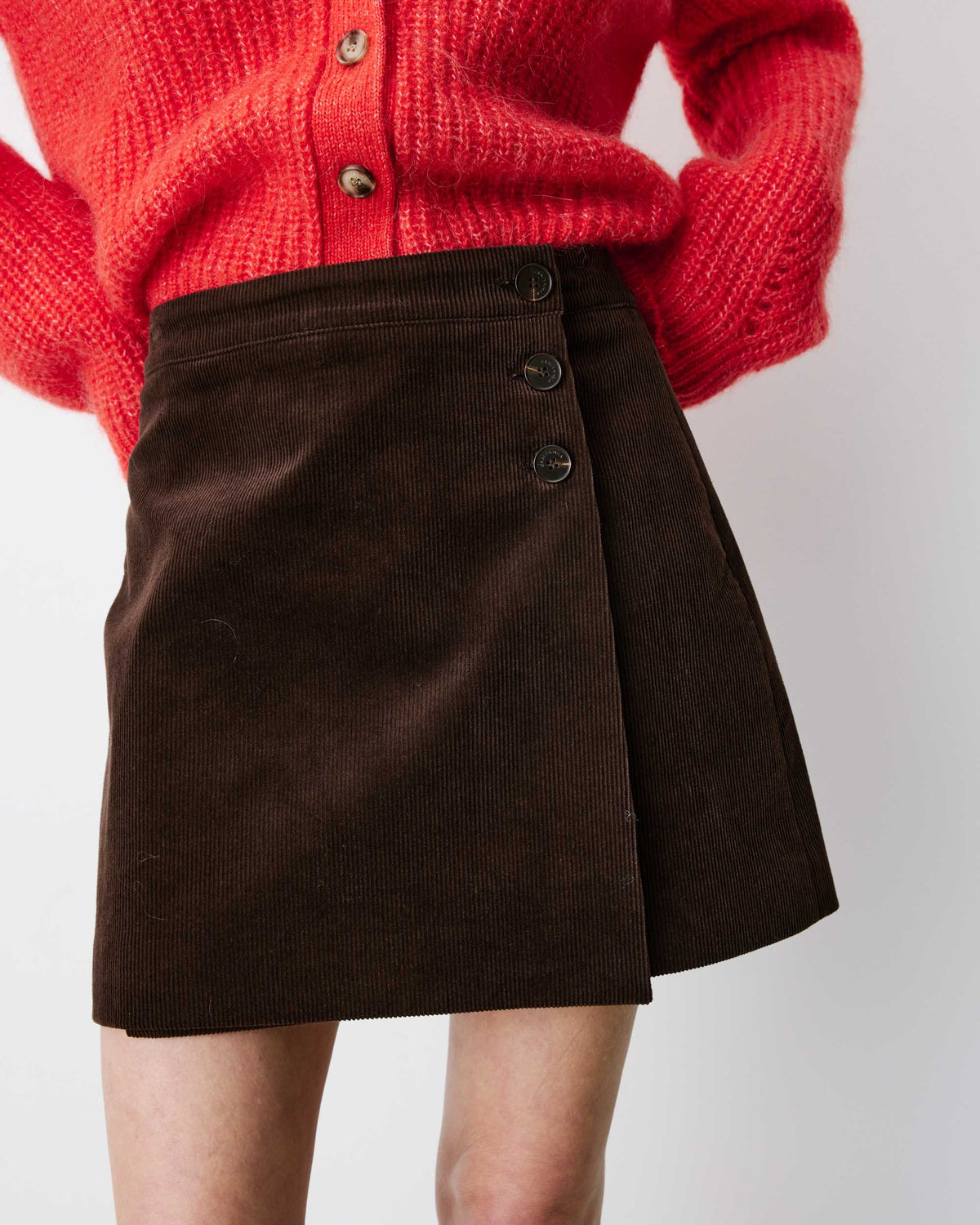 Grace & Mila Corduroy Wrap Mini Skirt