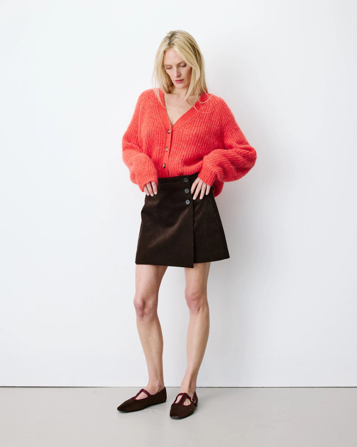 Grace & Mila Corduroy Wrap Mini Skirt