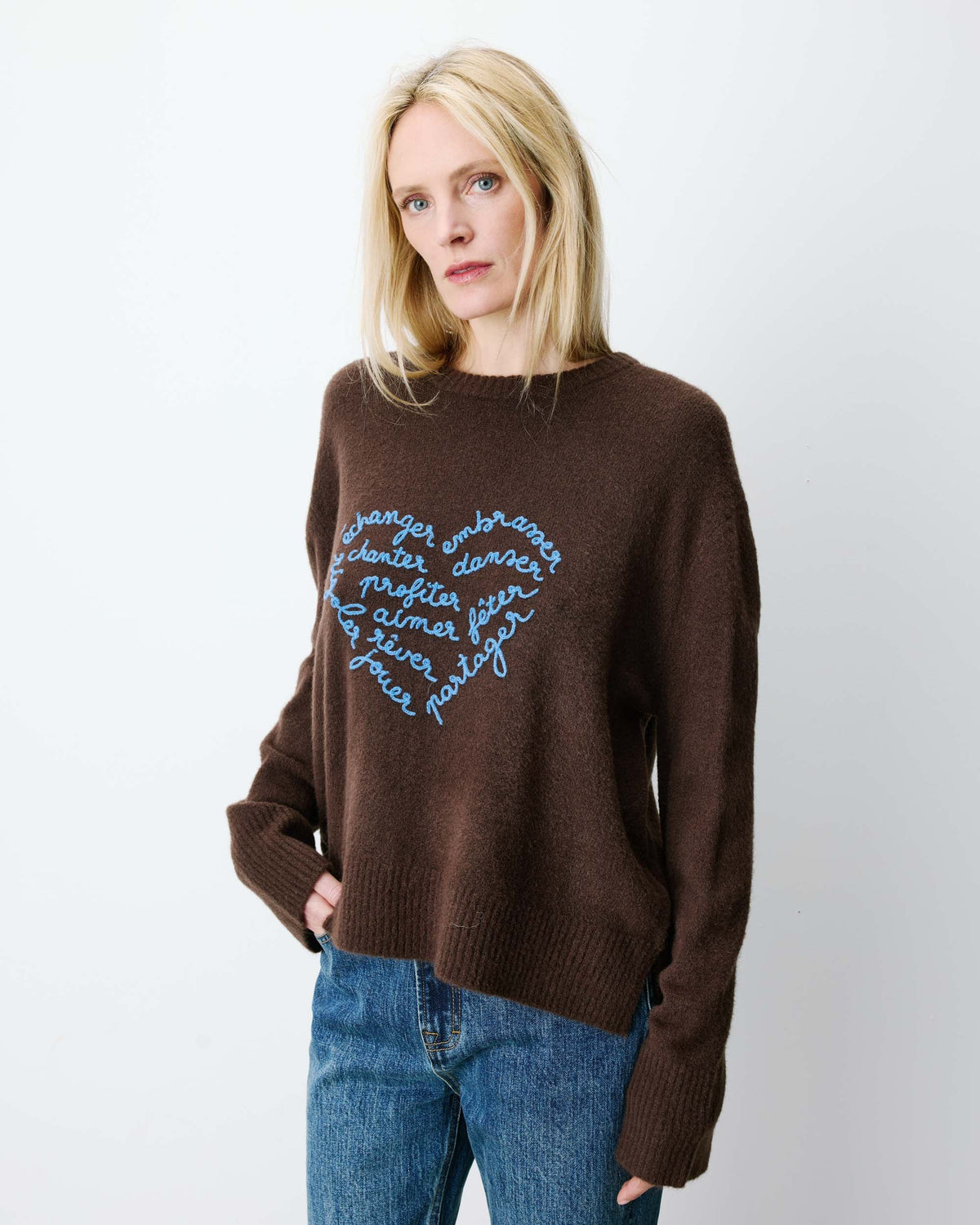 Grace & Mila Crew Neck Sweater With Text
