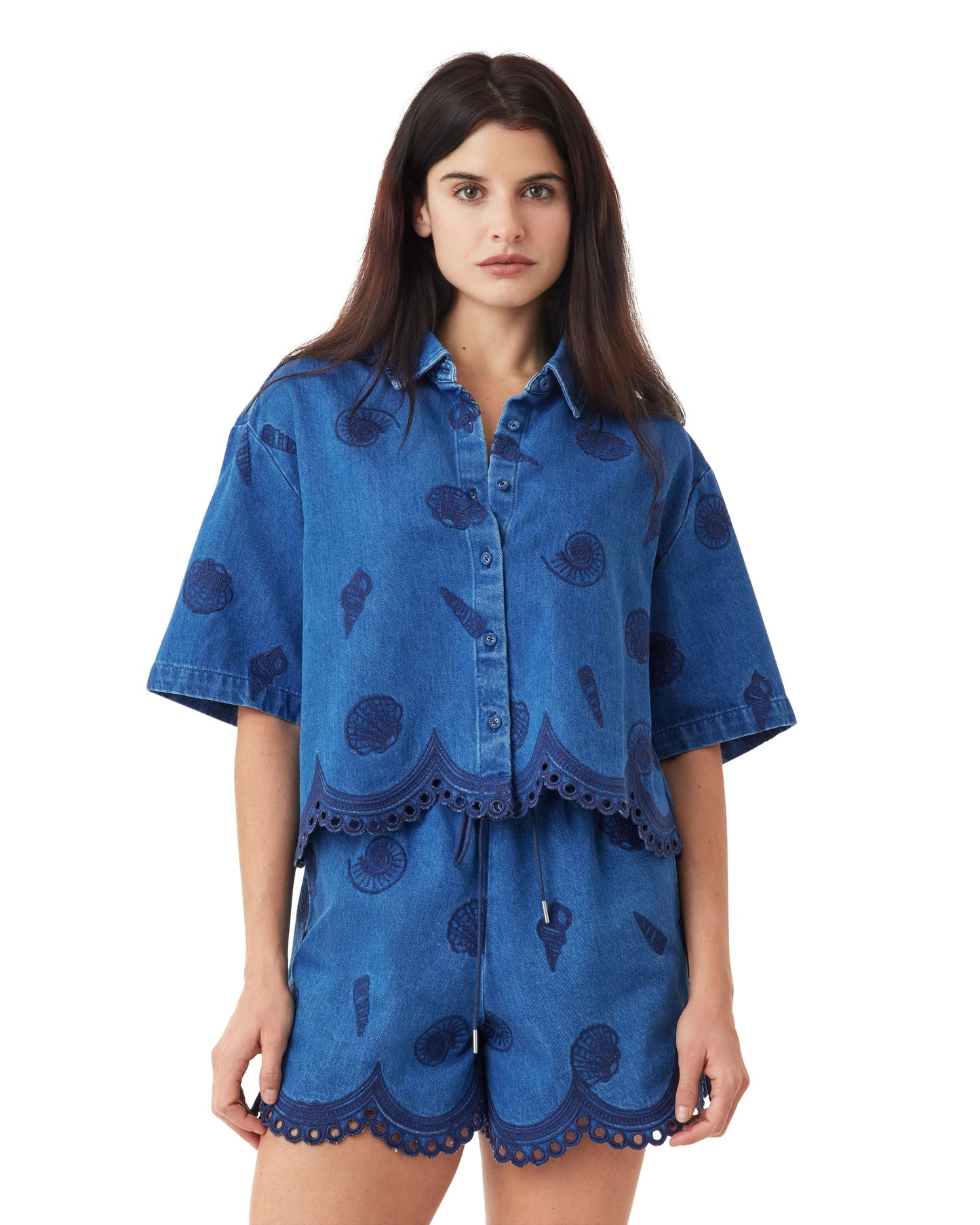 Habitual Seashell Crop Short Sleeve Shirt