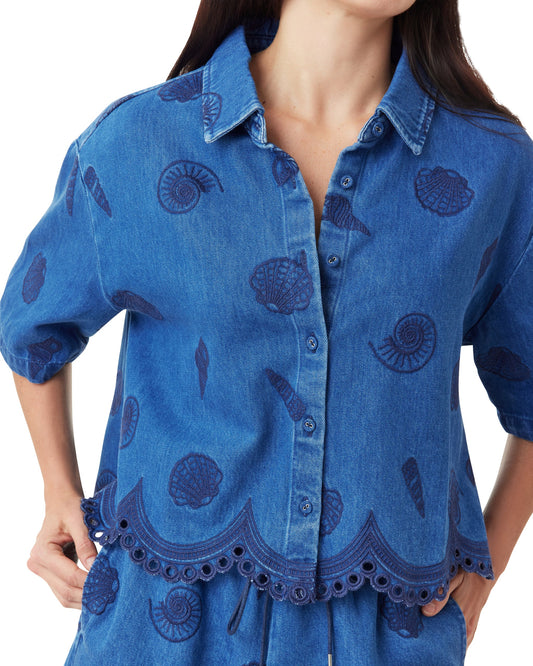 Habitual Seashell Crop Short Sleeve Shirt