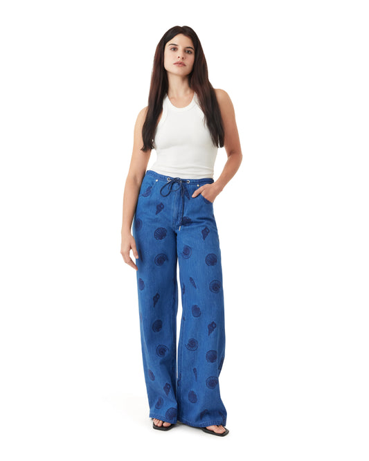 Habitual Lia Seashell Drawstring Wide Leg Pants
