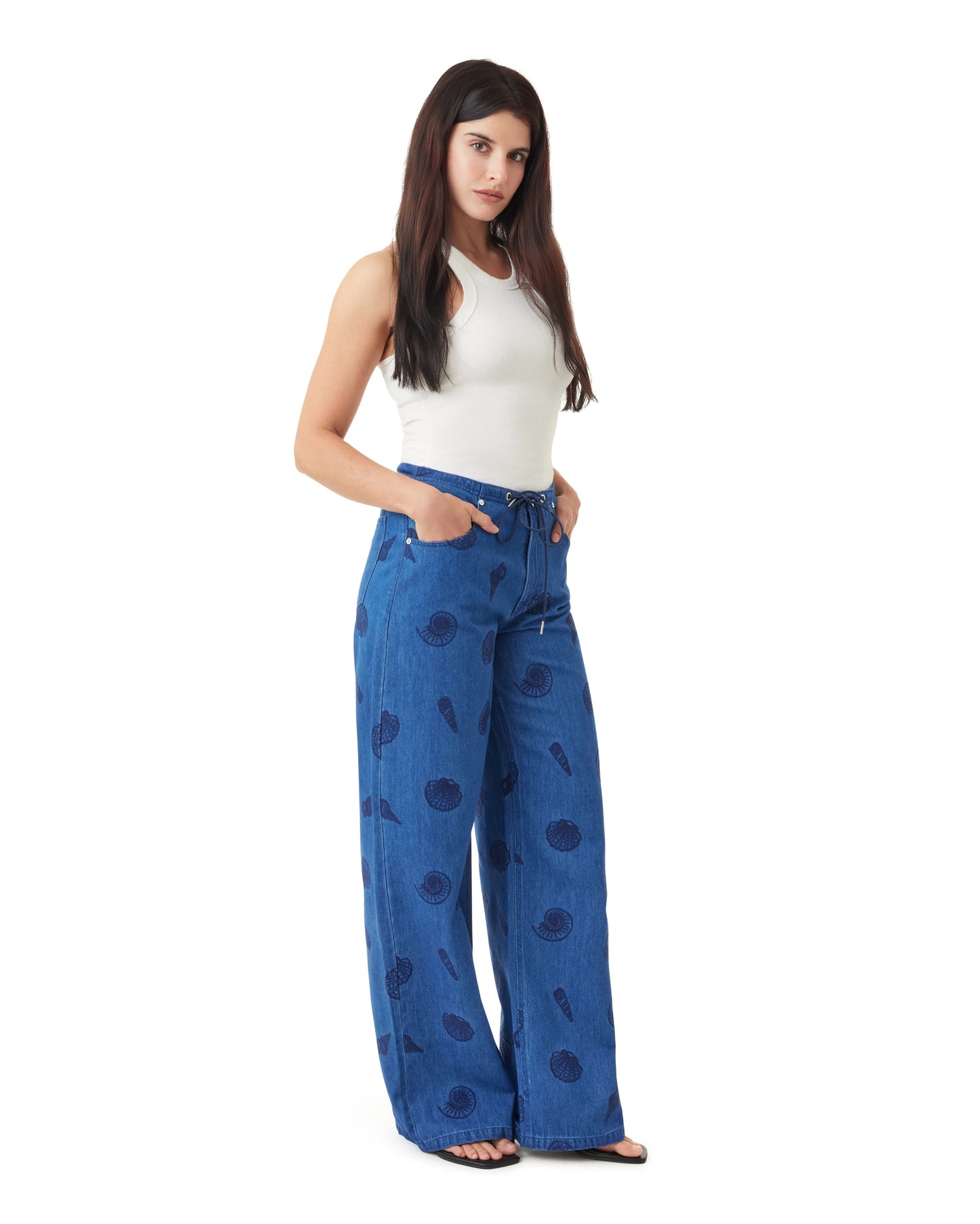 Habitual Lia Seashell Drawstring Wide Leg Pants