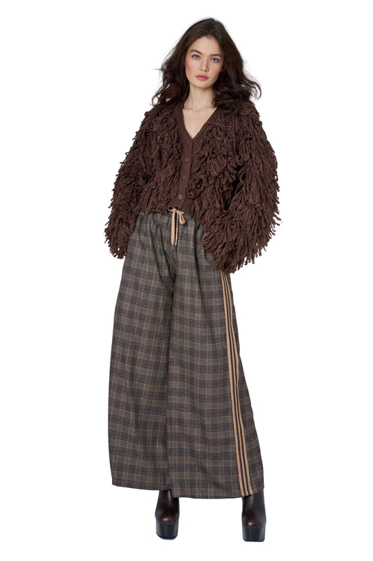 ASTRID -Brown Plaid Woven Pant