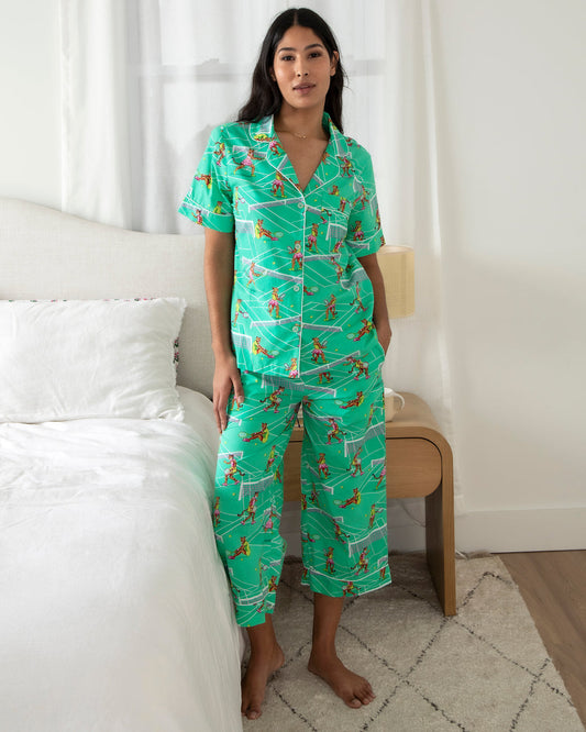 Printfresh Short Sleeve Top & Cropped Pajama Pants Set
