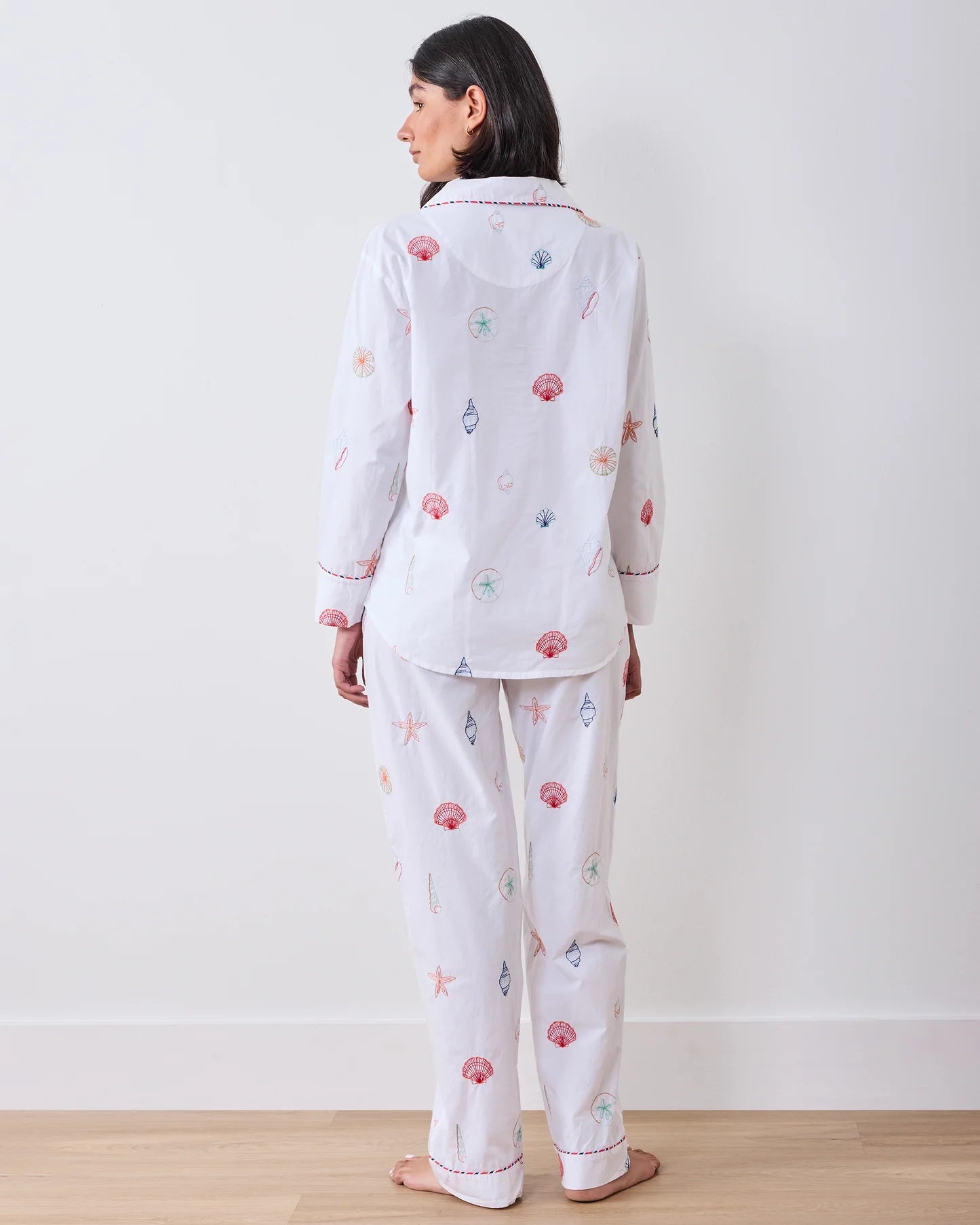 Printfresh Embroidered Shells Long PJ Set