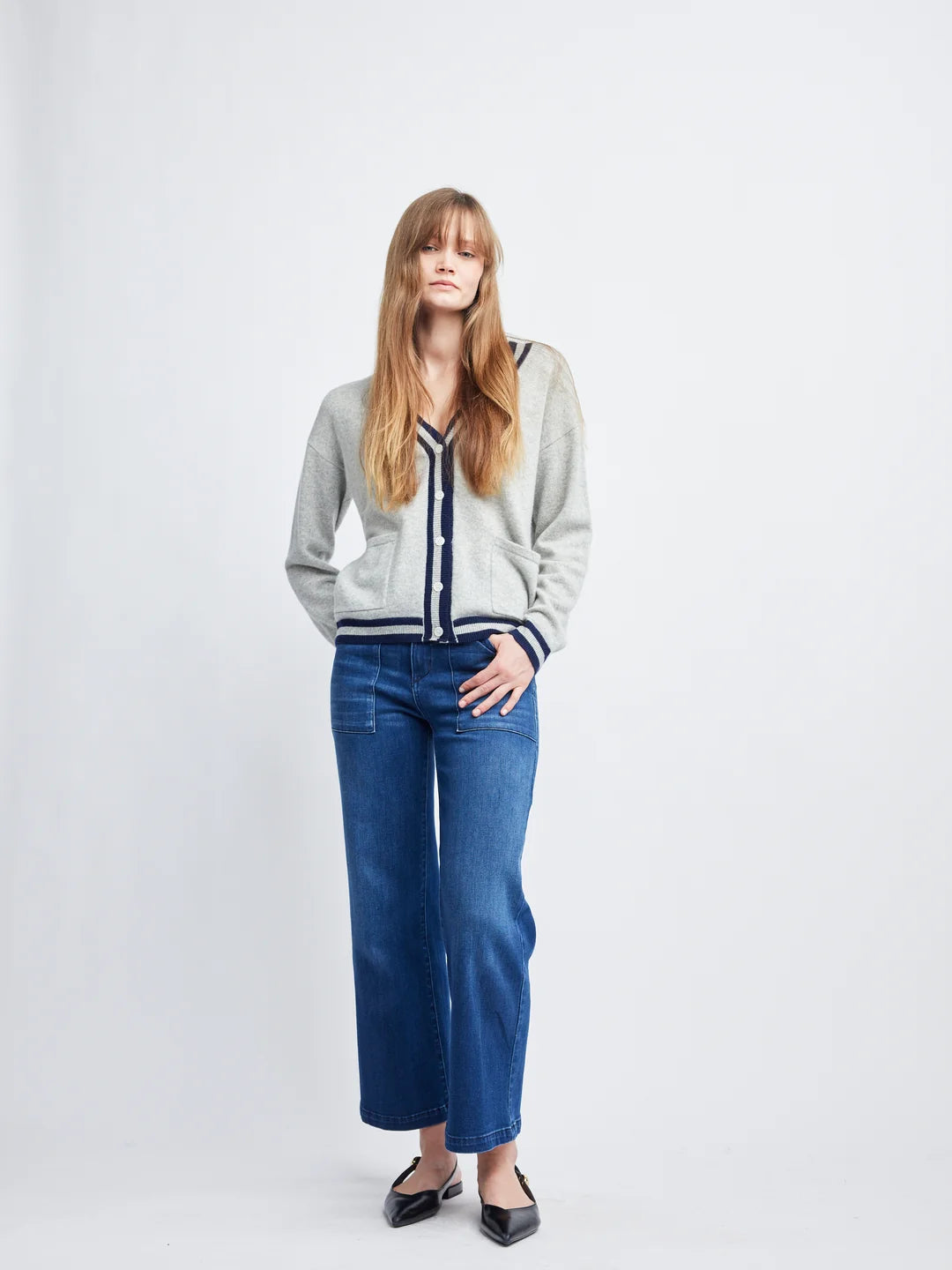 Self Contrast Makenna Cashmere Cardigan