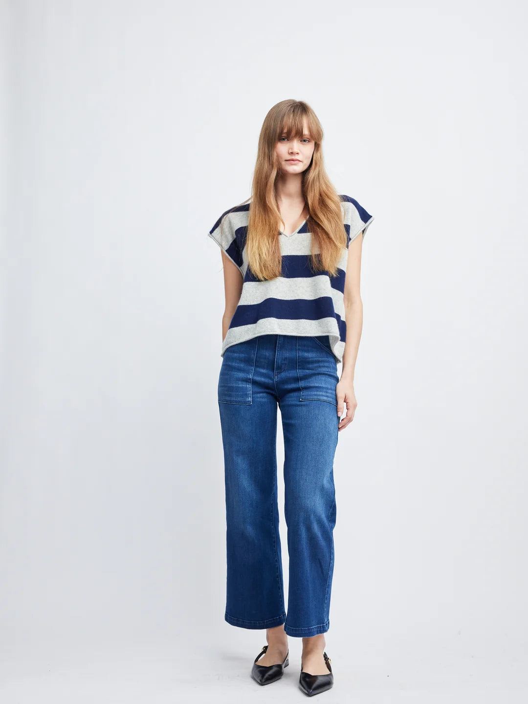 Self Contrast Madison Cashmere V Neck Sweater