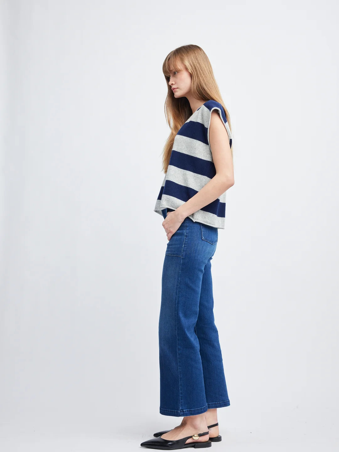 Self Contrast Madison Cashmere V Neck Sweater