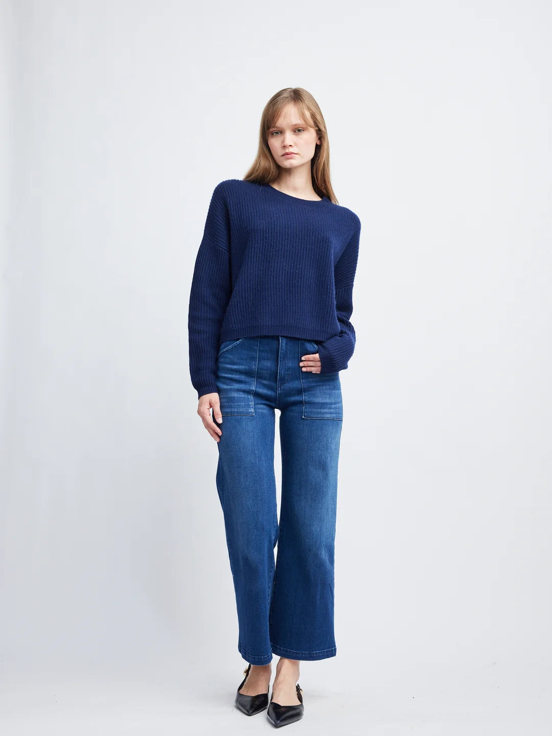 Self Contrast Irene Oversized Classic Boxy Cashmere Sweater
