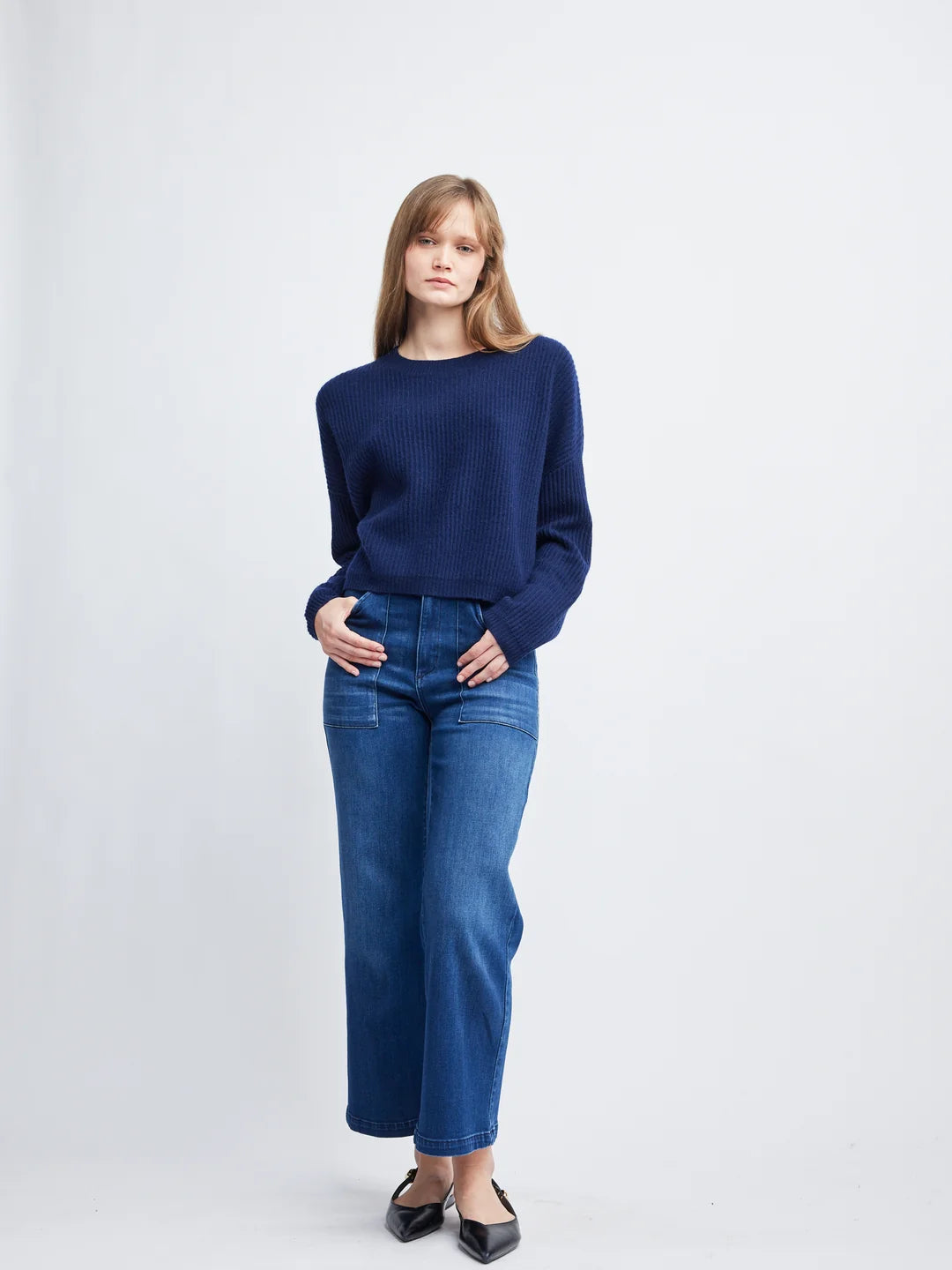 Self Contrast Irene Oversized Classic Boxy Cashmere Sweater