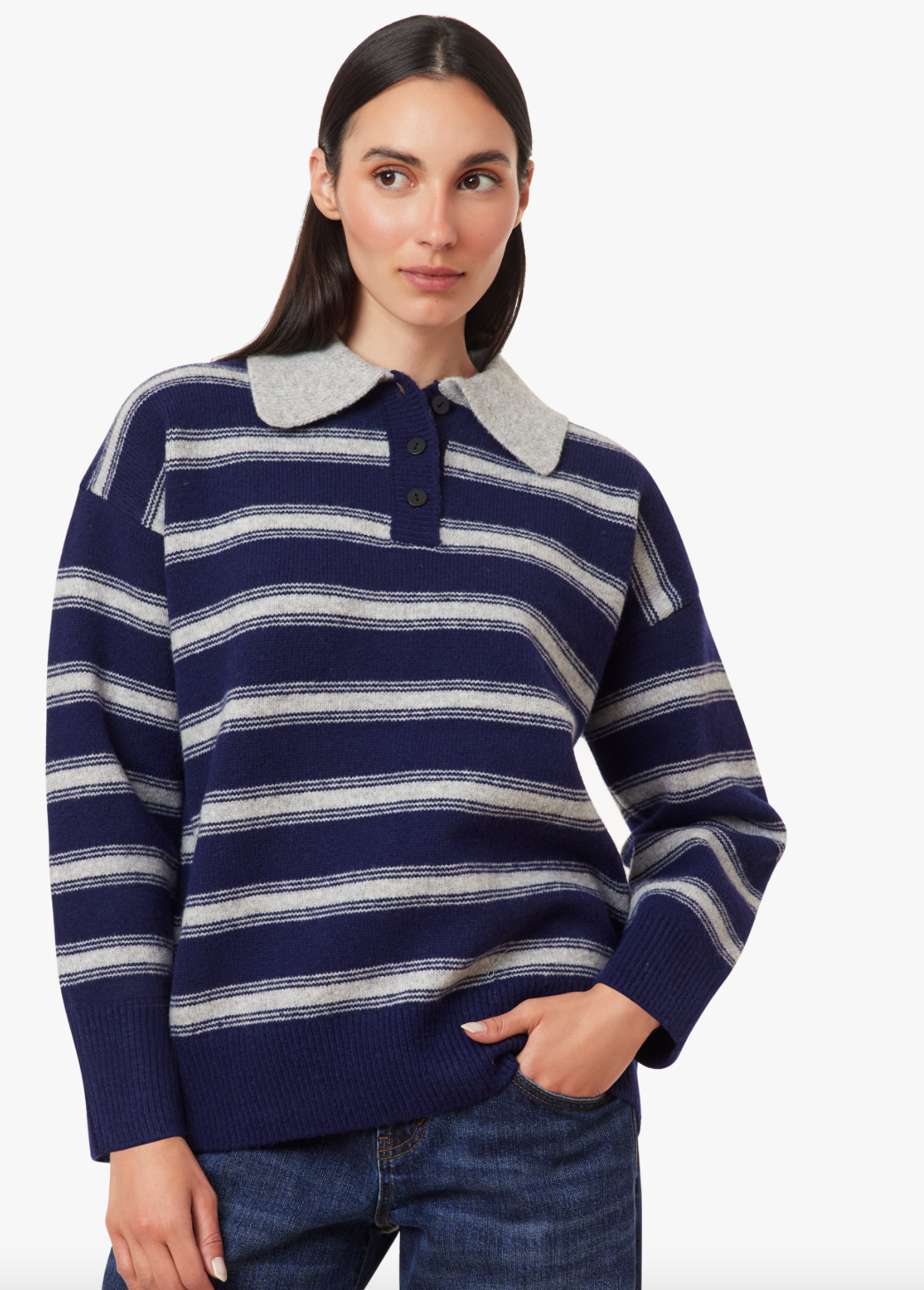 Habitual Striped Oversized Polo Sweater