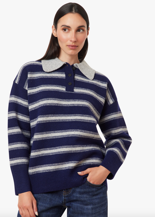 Habitual Striped Oversized Polo Sweater