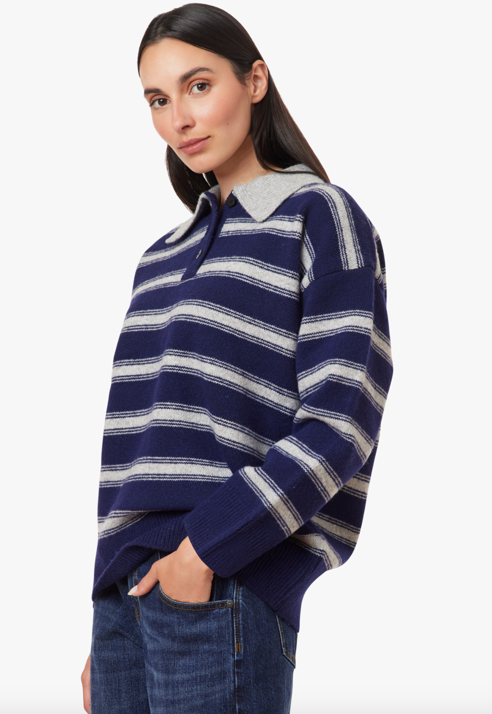 Habitual Striped Oversized Polo Sweater