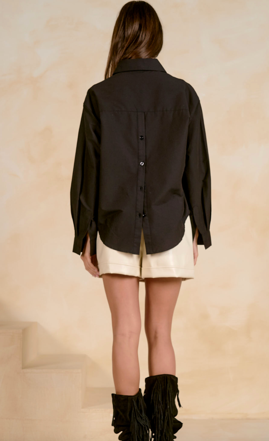 Elan Long Sleeve Open Back Top