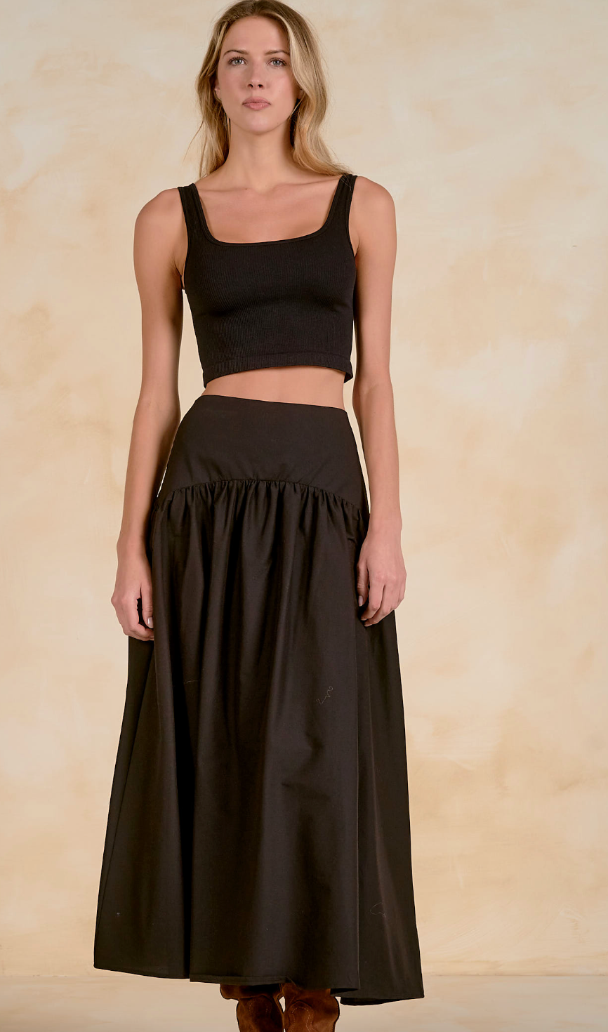 Elan Maxi Skirt with Curved Waistband