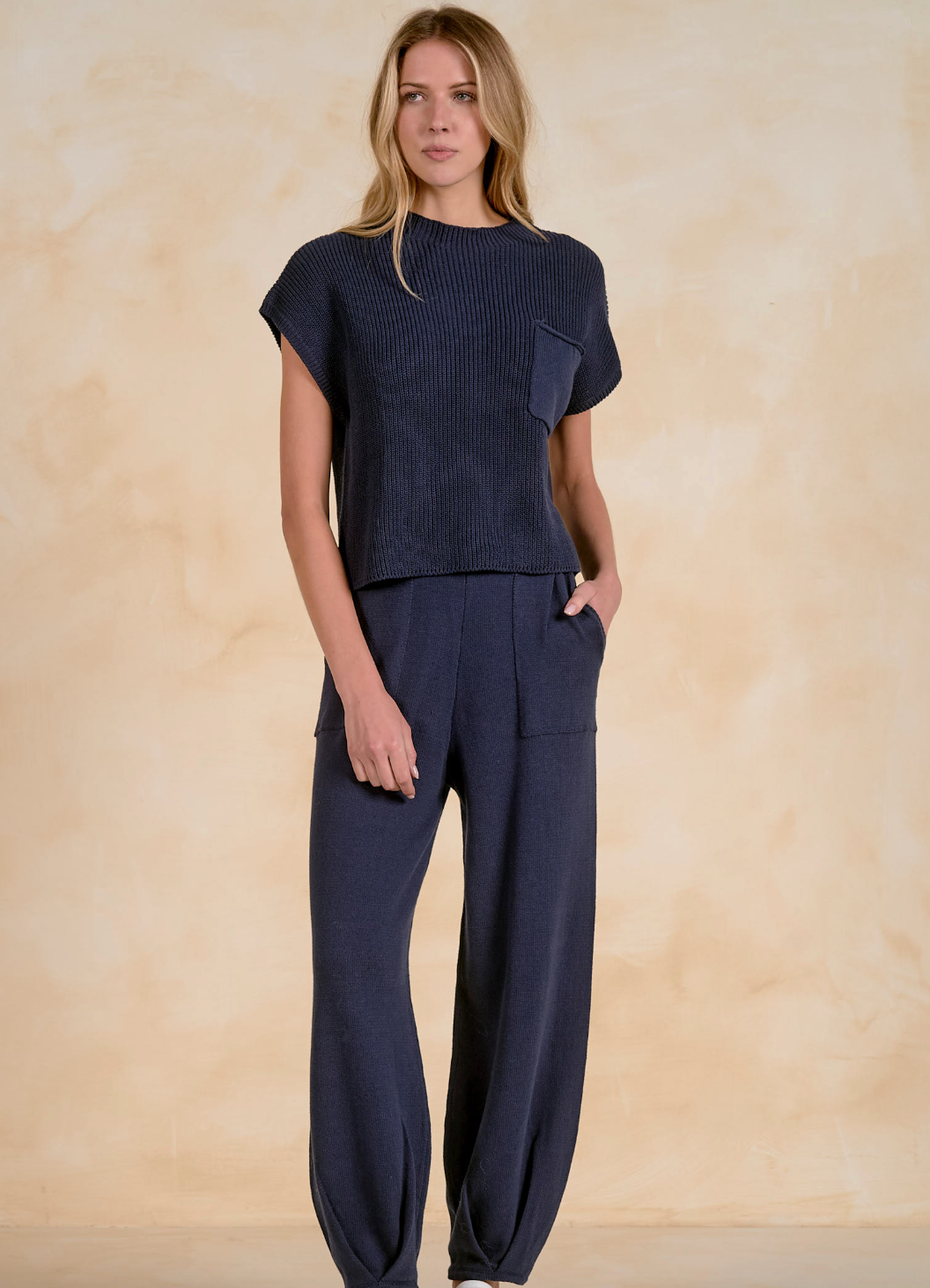 Elan Cap Sleeve Crew Neck Sweater