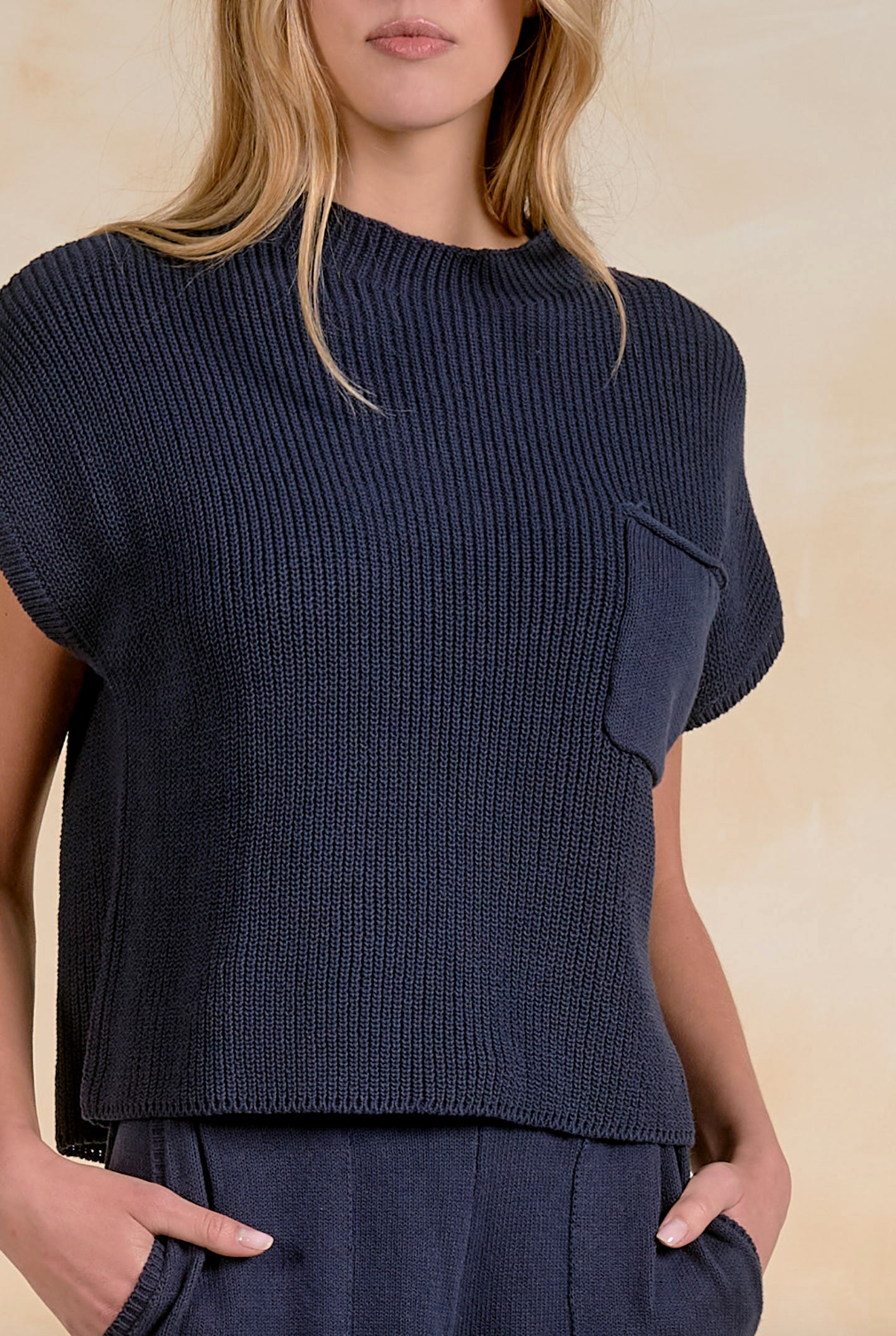 Elan Cap Sleeve Crew Neck Sweater