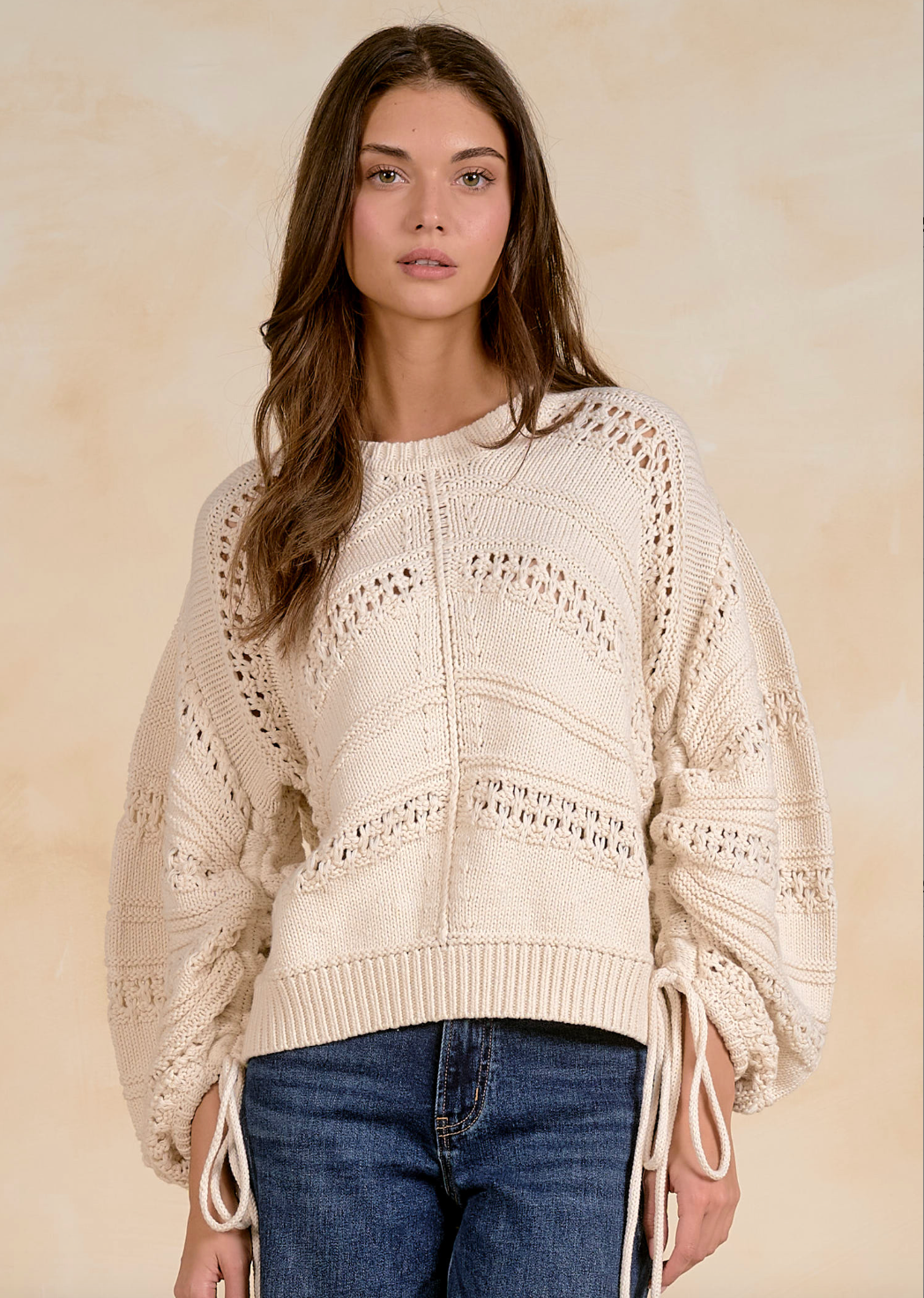 Elan Open Knit Tie Sweater