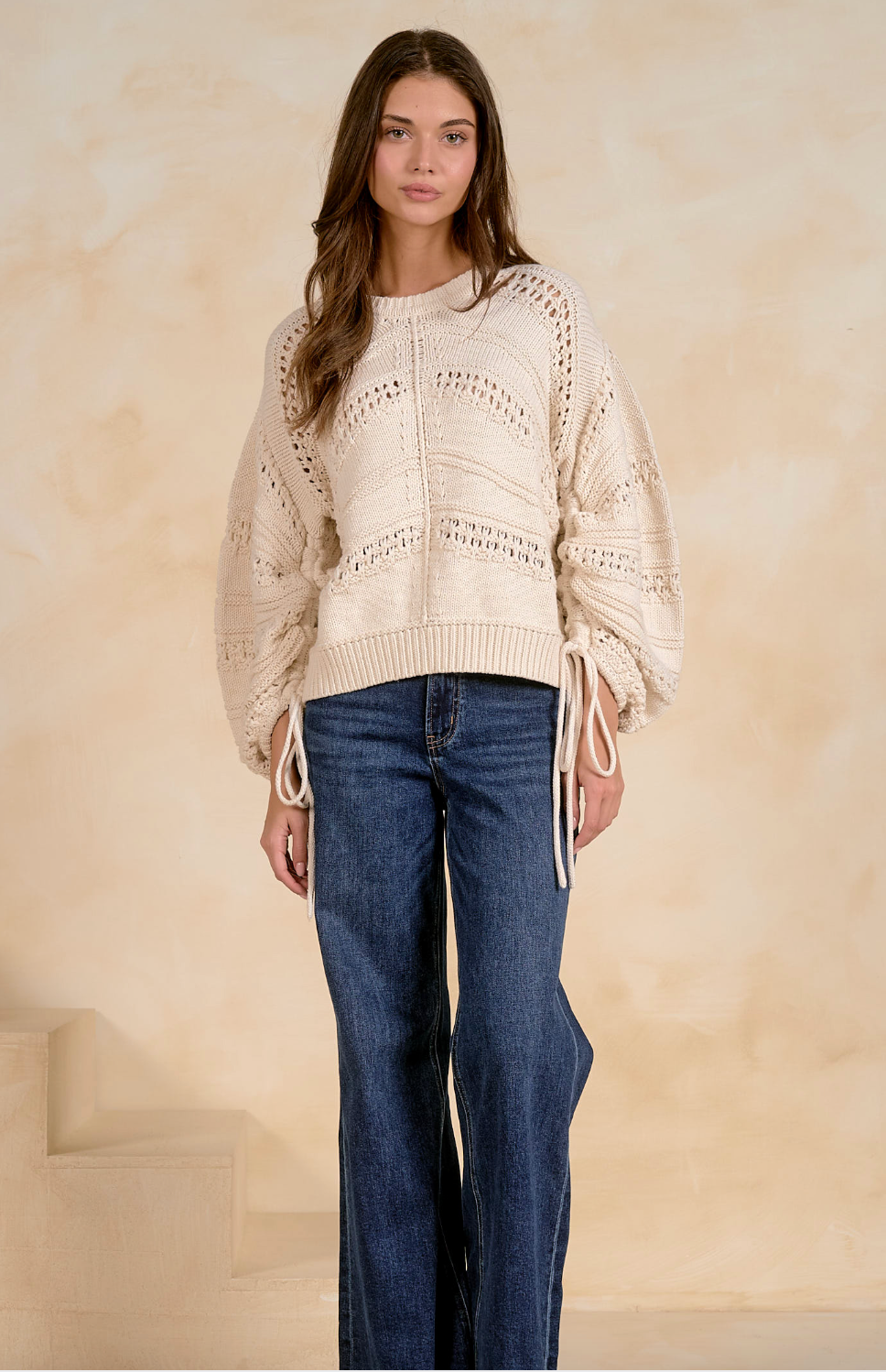 Elan Open Knit Tie Sweater