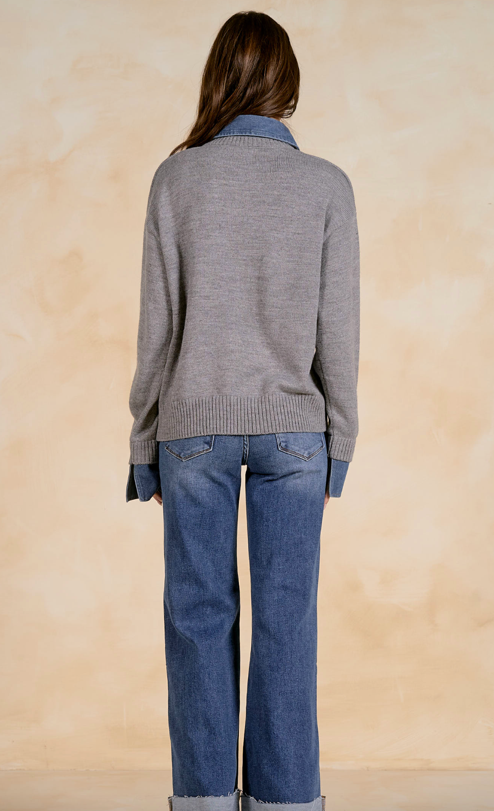Elan Denim Collared Sweater