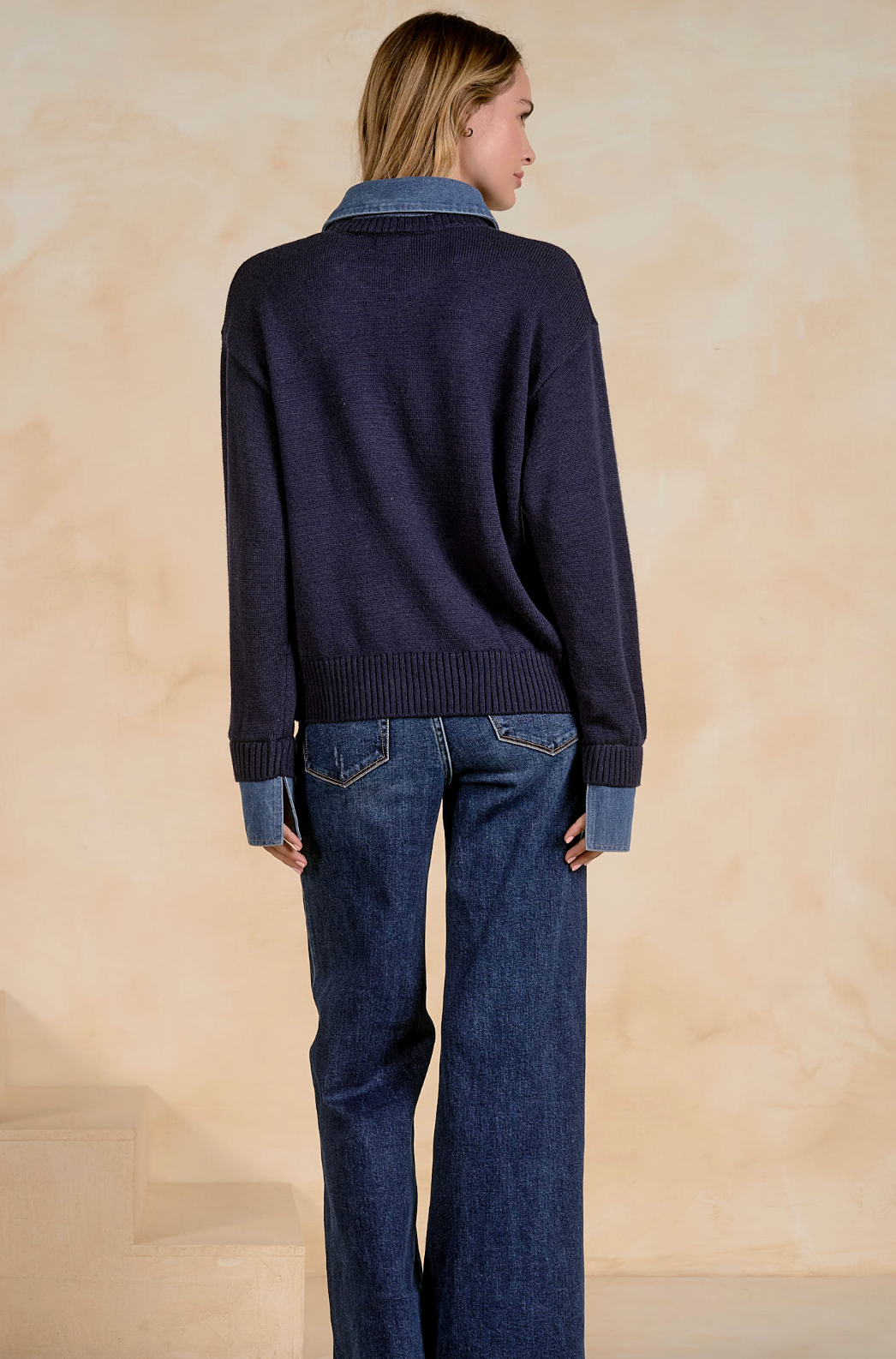 Elan Denim Collared Sweater