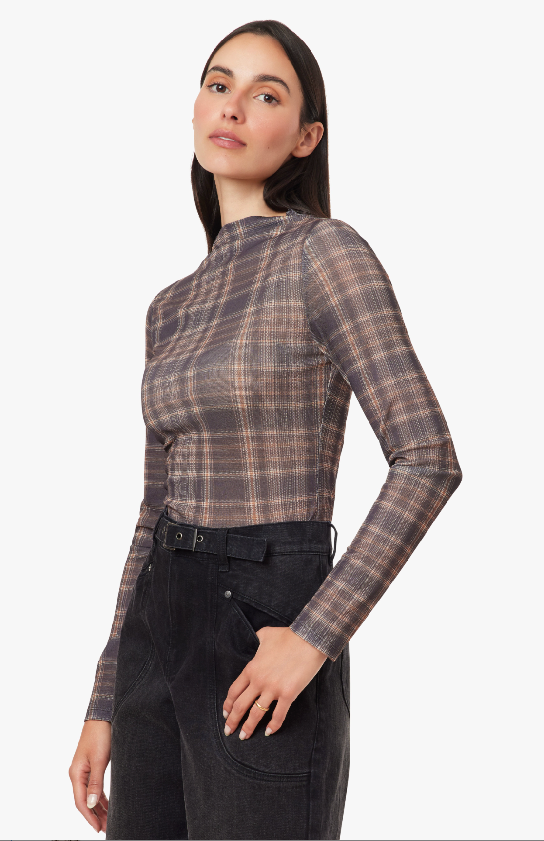 Habitual Plaid Turtleneck Top