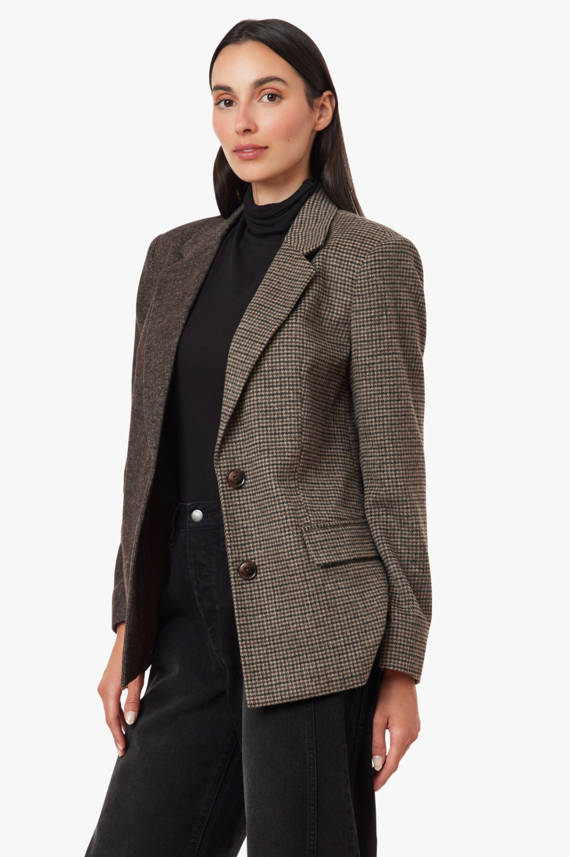 Habitual Herringbone Mix Blazer Coat