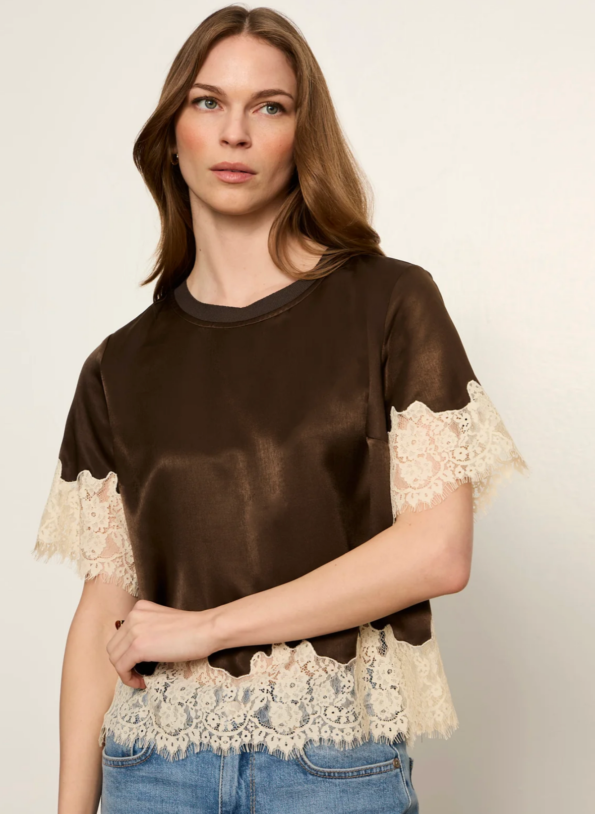 Sanctuary One of a Kind Satin Lace Top