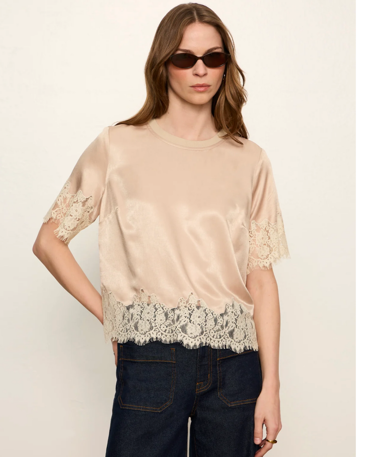 Sanctuary One of a Kind Satin Lace Top