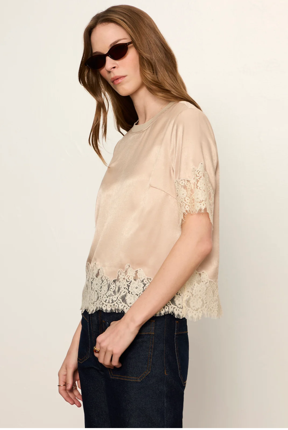 Sanctuary One of a Kind Satin Lace Top
