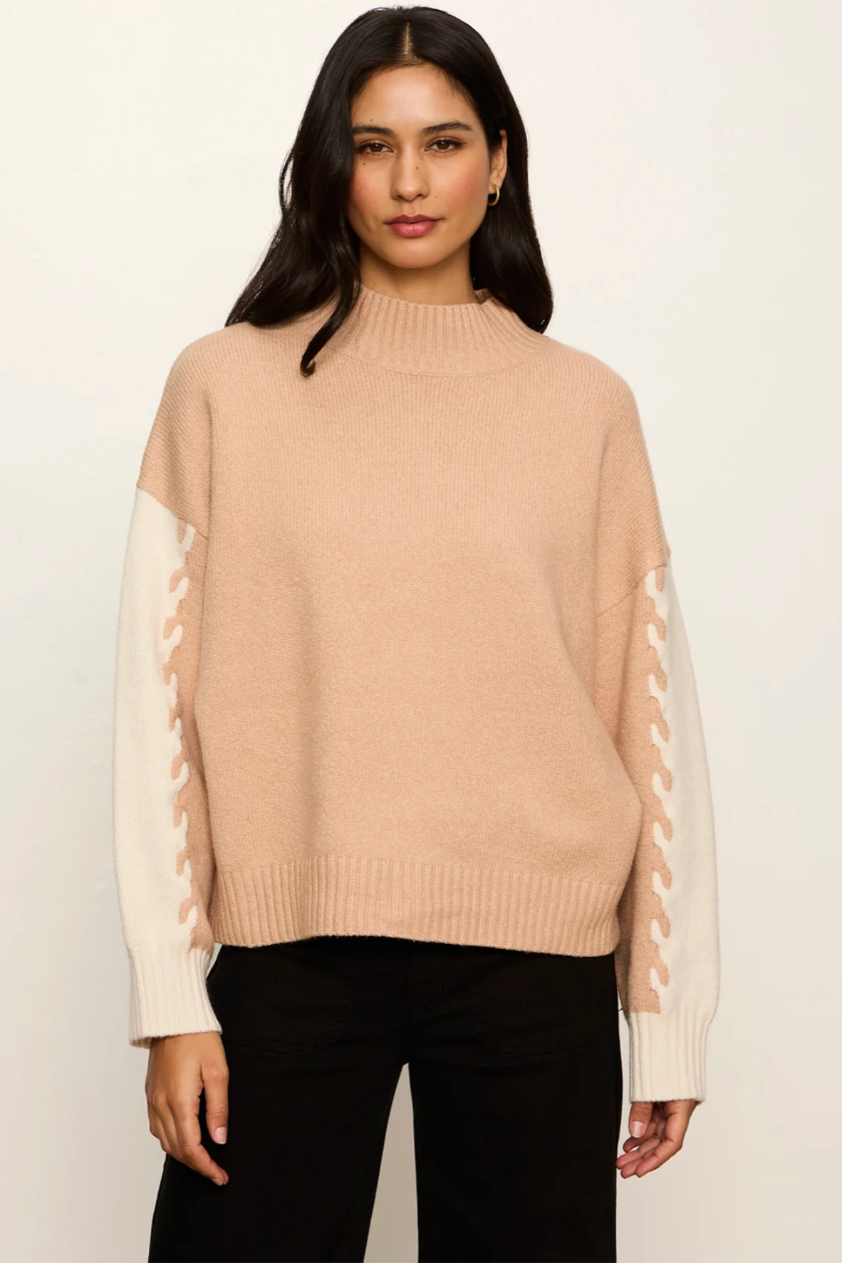 Sanctuary Block Mock Neck Pullover