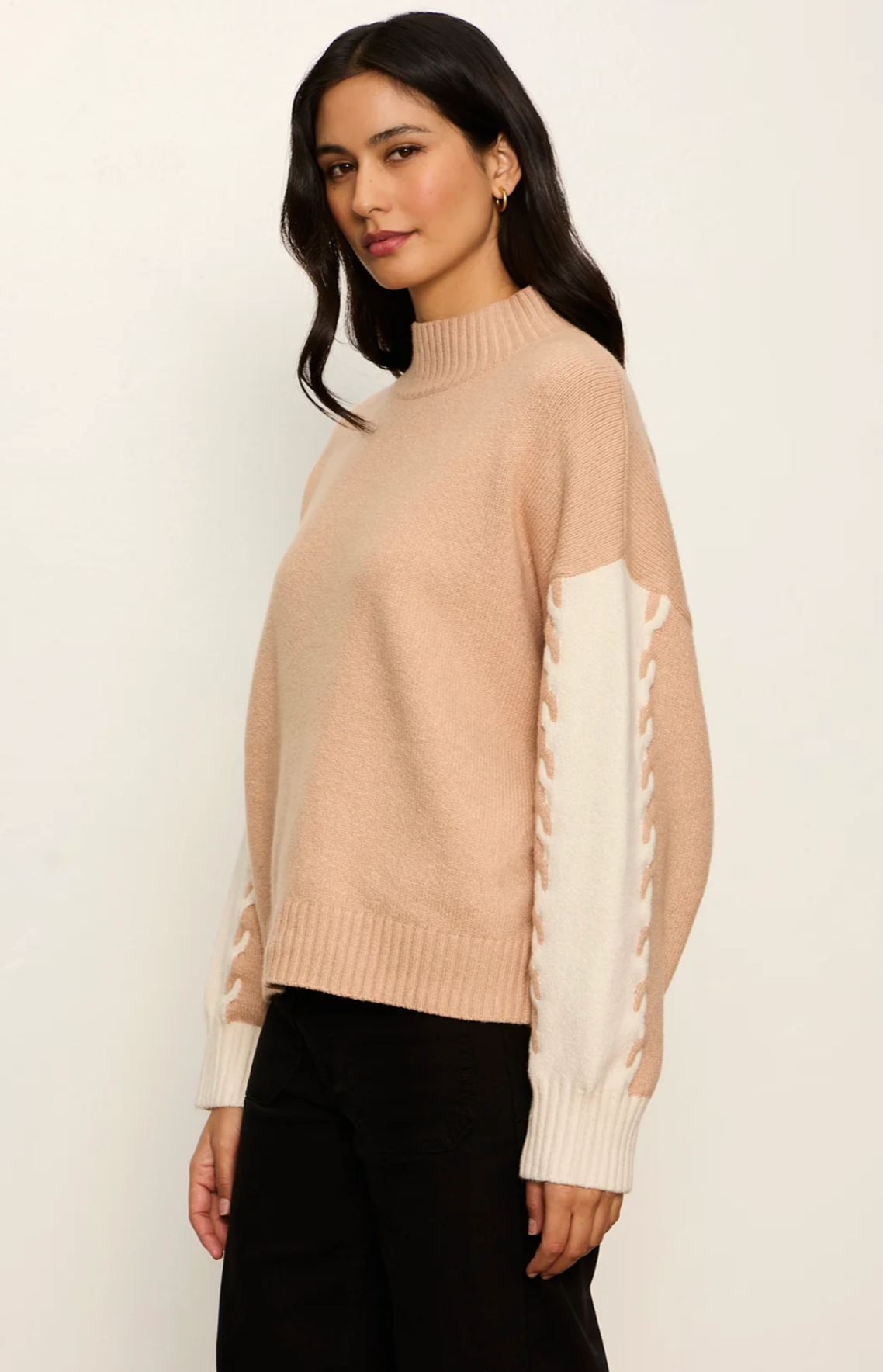 Sanctuary Block Mock Neck Pullover