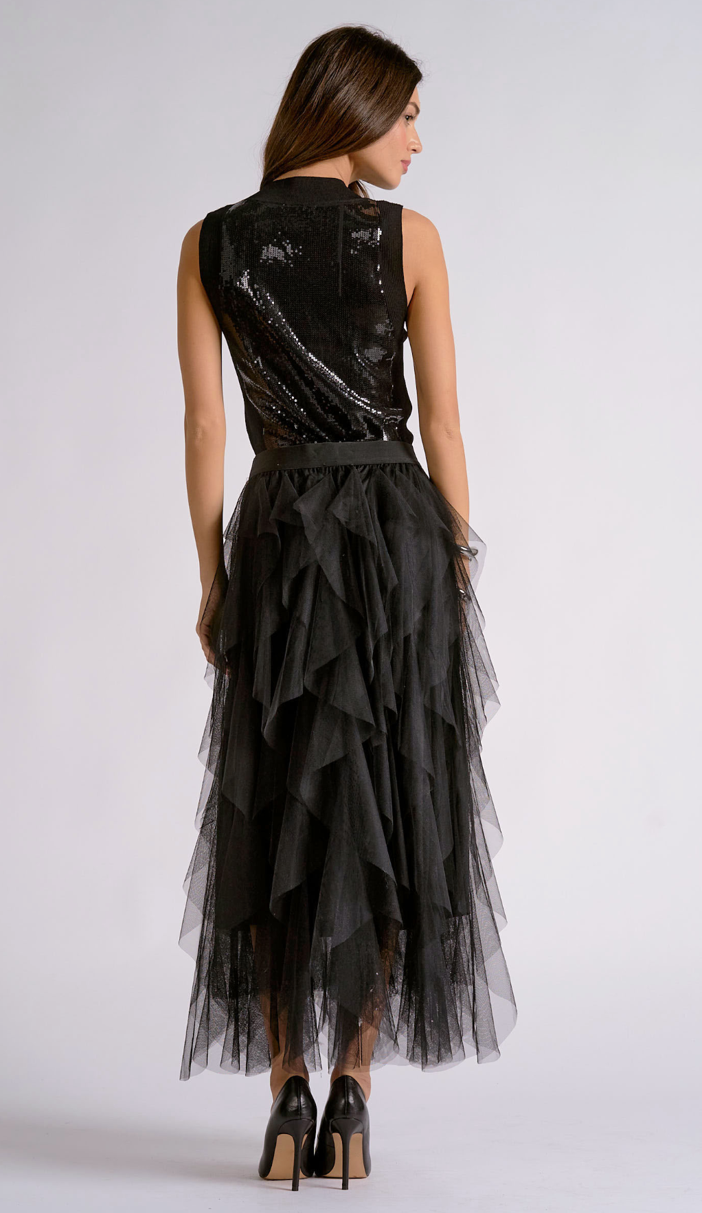 Elan Ruffle Midi Skirt