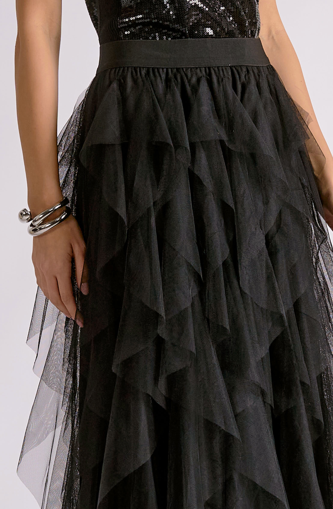 Elan Ruffle Midi Skirt