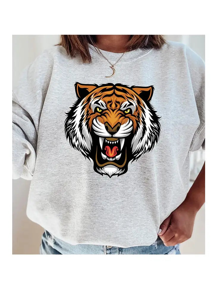 Tiger Face Unisex Fleece Sweatshirt