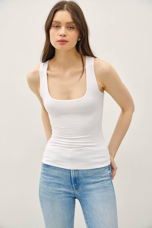 Be Cool - DOUBLE LINED BASIC SQUARE NECK TANK