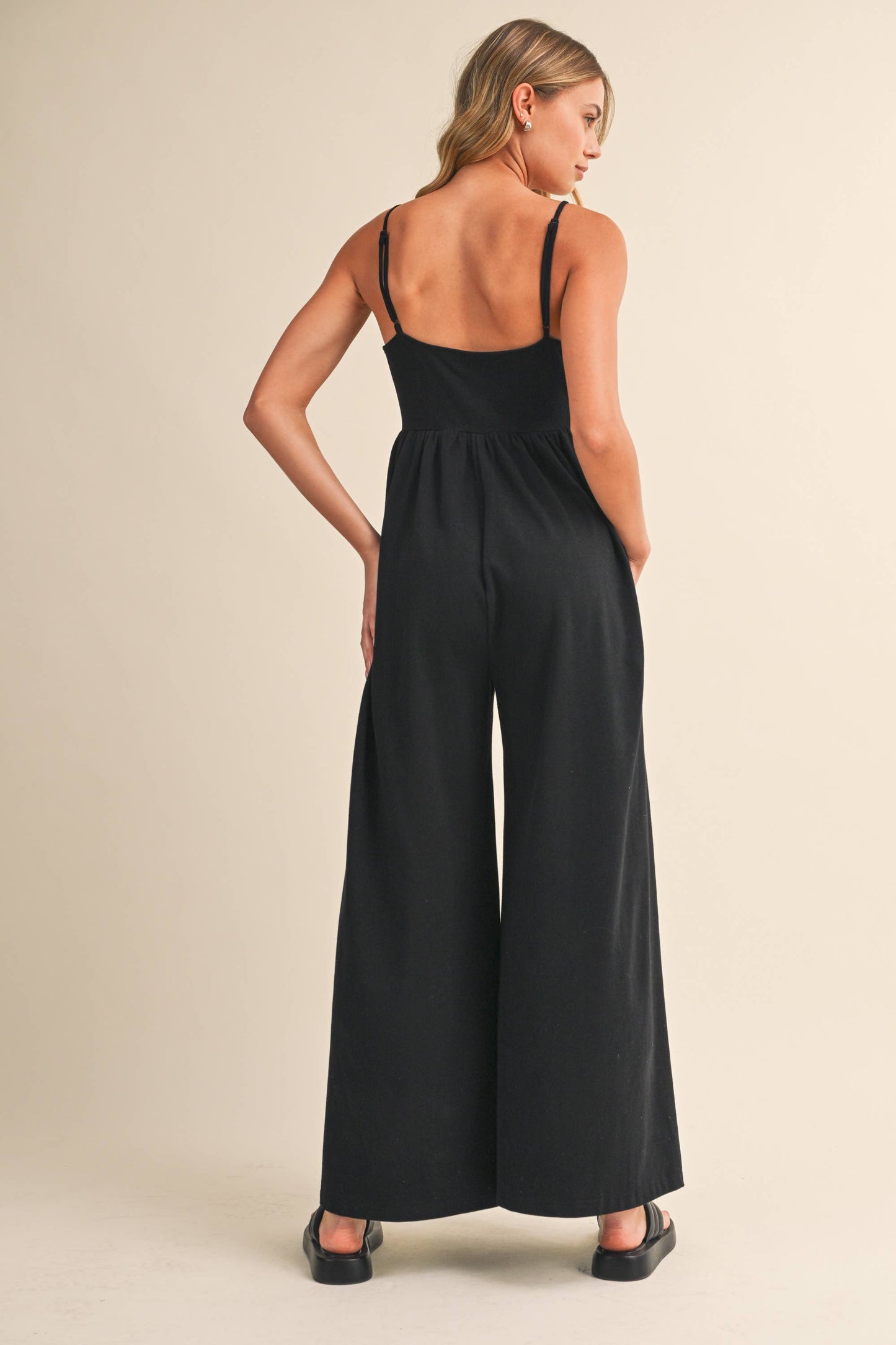 Klesis -STRAPPY EMPIRE-WAIST WIDE-LEG JUMPSUIT