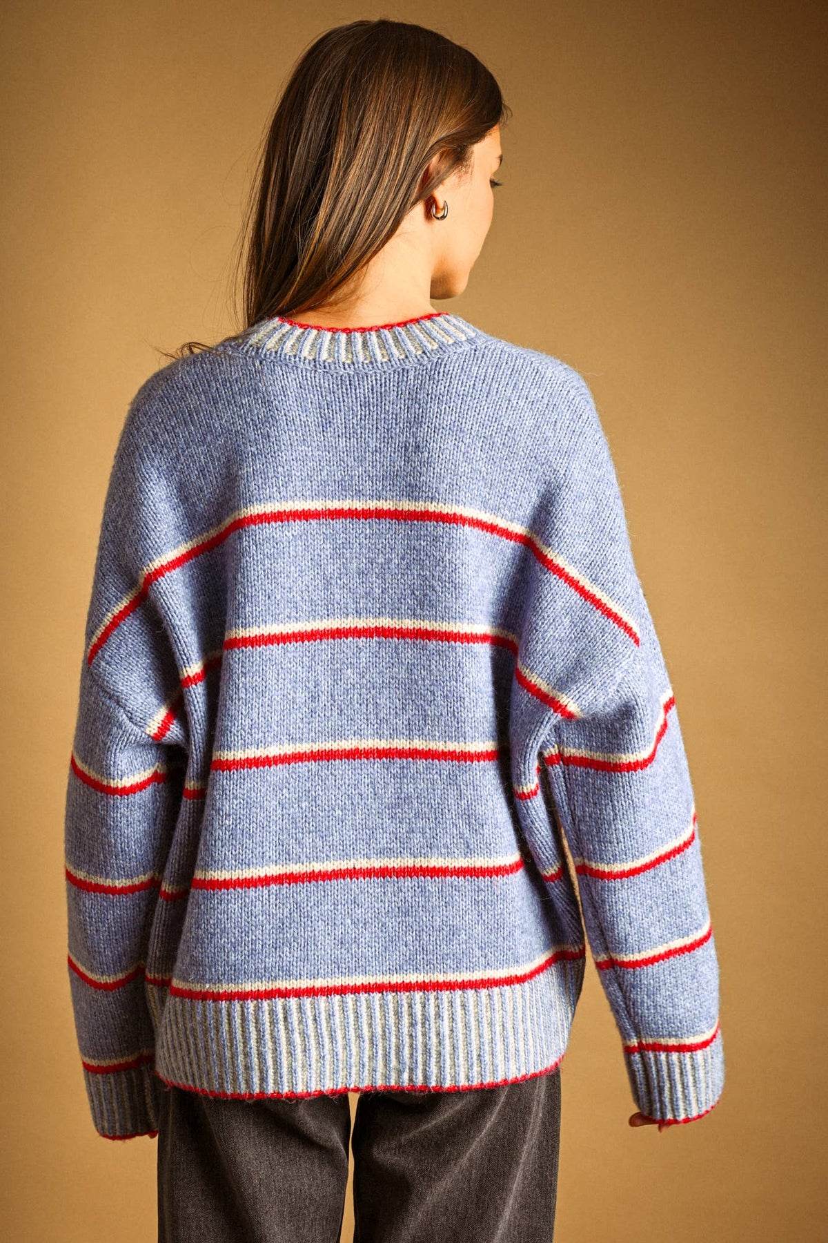 MIOU MUSE -   ROUND NECK LONG SLEEVE SWEATER TOP