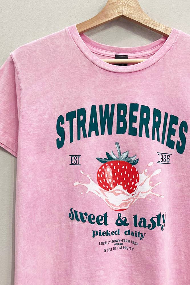 Sweet Claire - Strawberries Lt. Pink Mineral T-Shirt