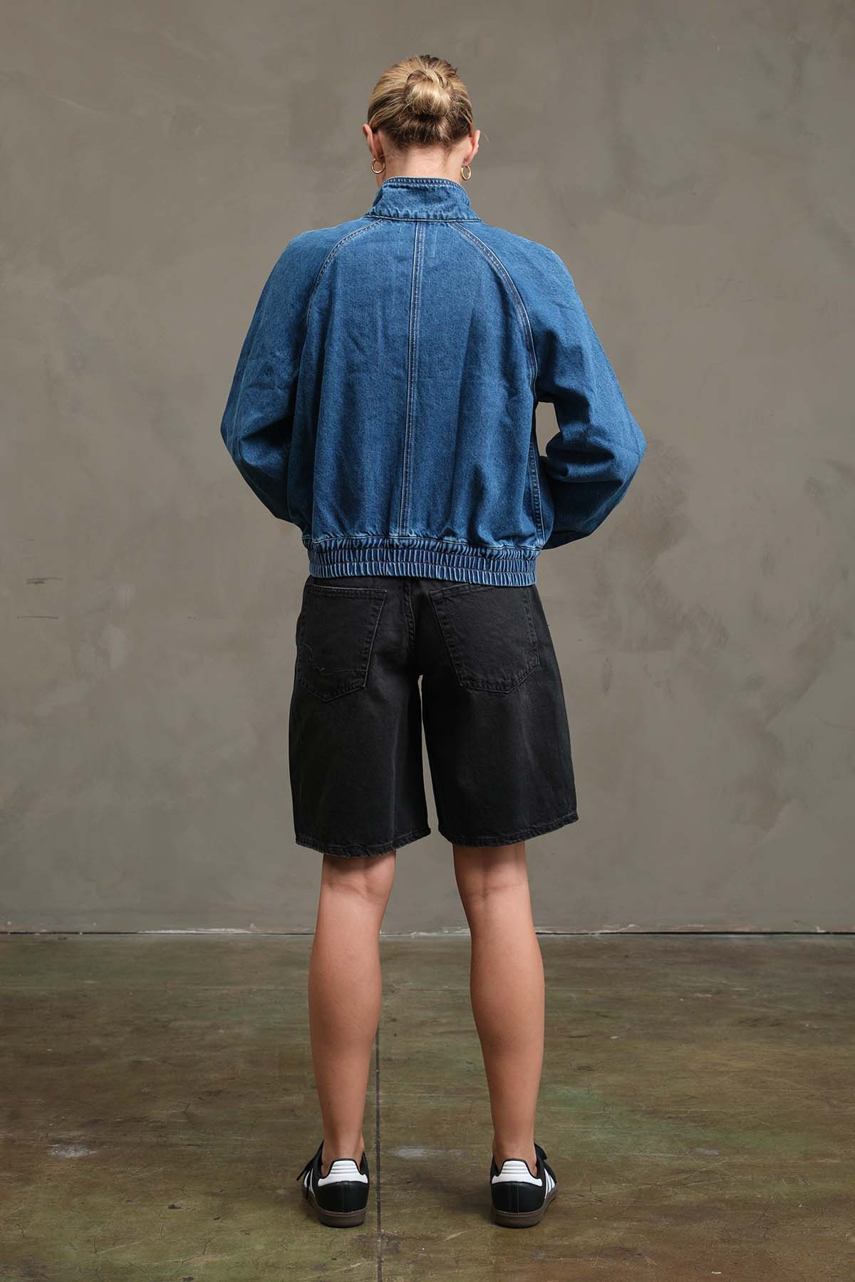 RAISONNEL - Washed Denim Bomber Jacket