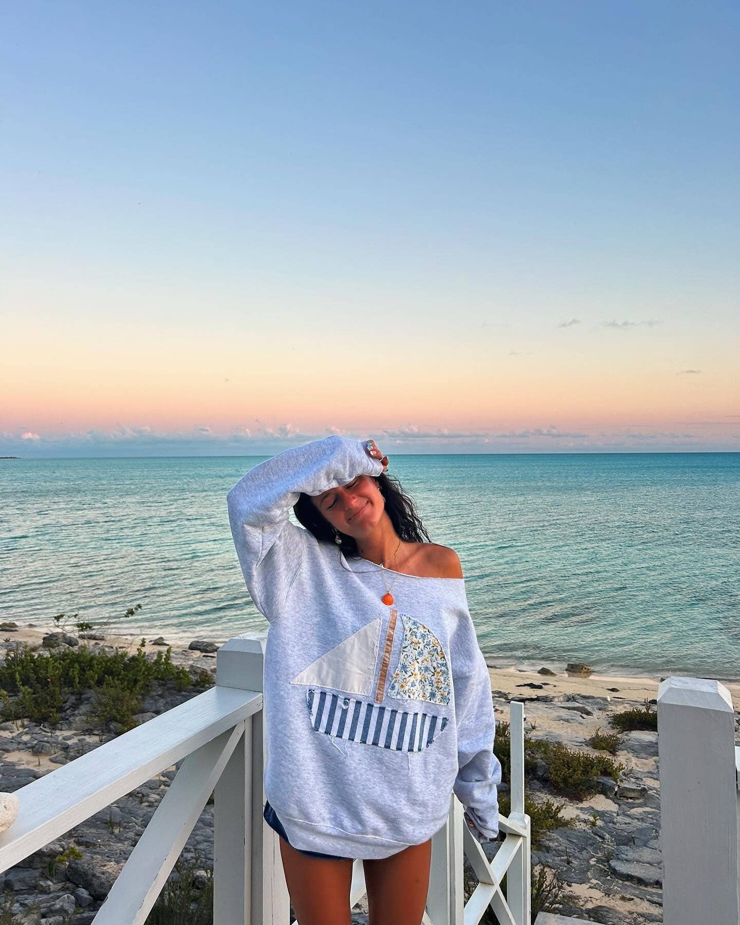 Anna Kaci Wholesale - Long Sleeve Top with Sailboat Applique