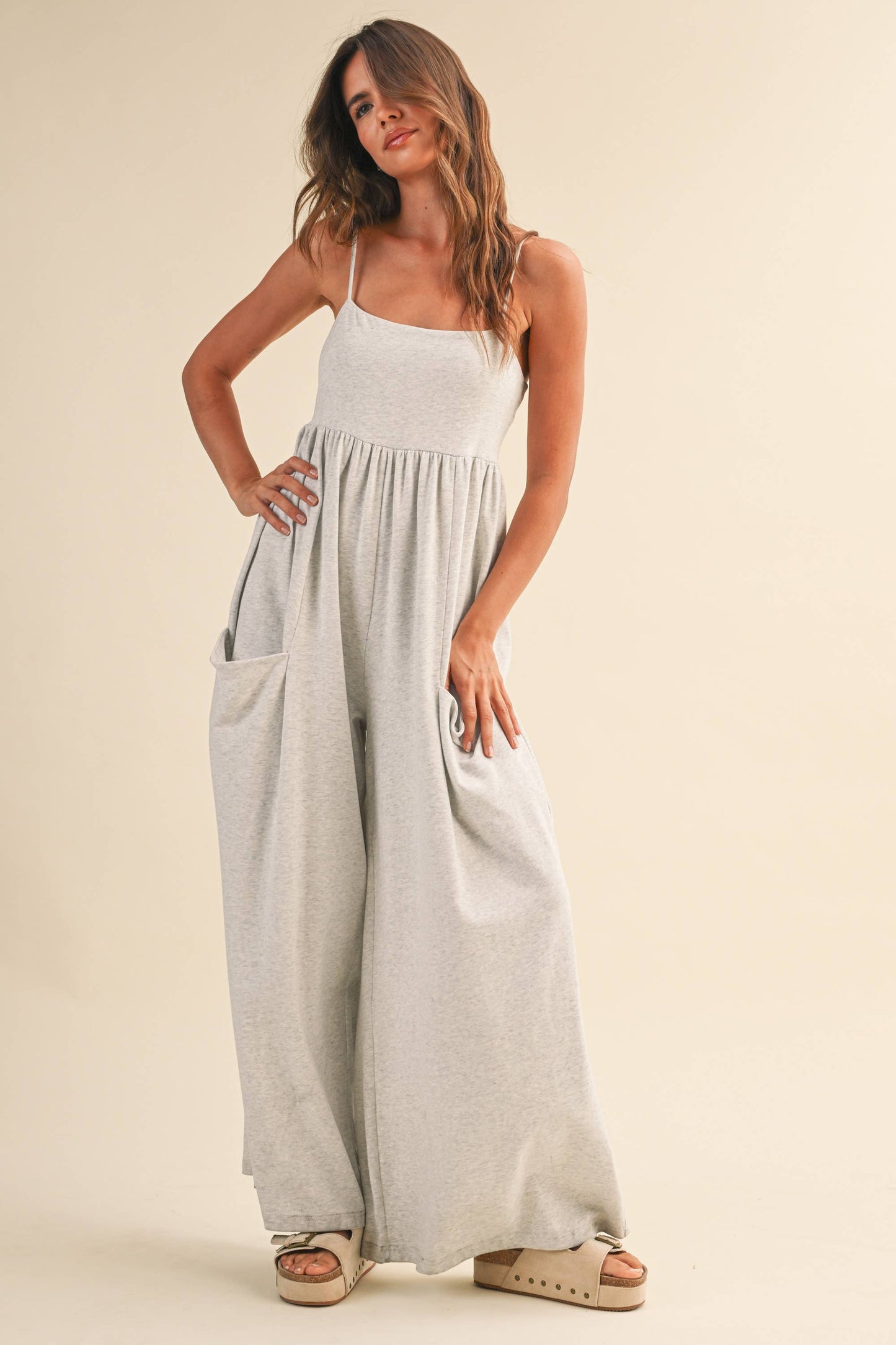 Klesis -STRAPPY EMPIRE-WAIST WIDE-LEG JUMPSUIT