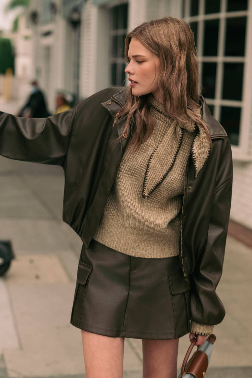 MIOU MUSE -  FAUX LEATHER BALLON JACKET