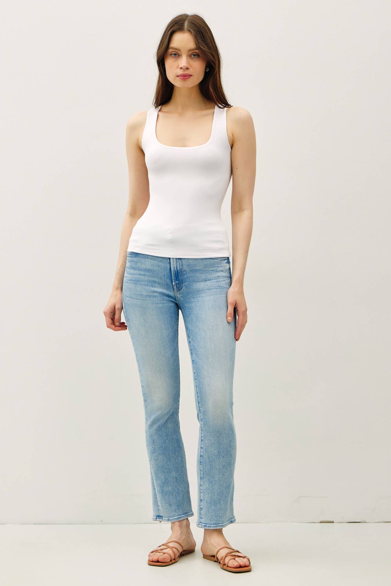Be Cool - DOUBLE LINED BASIC SQUARE NECK TANK